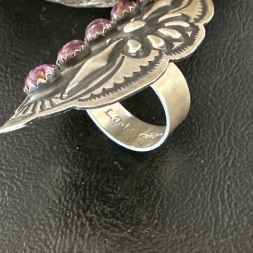 Navajo Purple Spiny Oyster Multi-Stone Ring | Authentic Native American Sterling Silver | Multi-Stone | Sz 8.5 | 15052