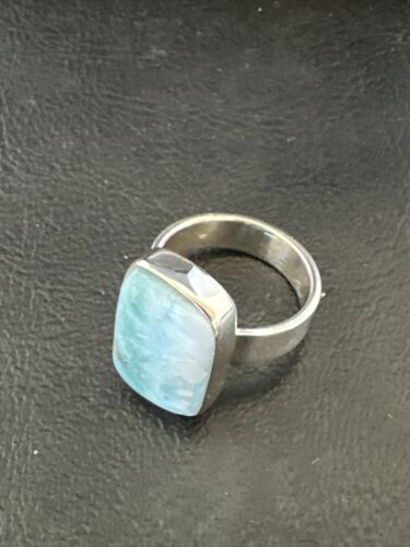 Navajo Blue Larimar Ring | Sterling Silver | Sz 8 | Authentic Native American Handmade | 17590