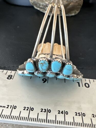 Navajo Blue Turquoise Cluster Cuff Bracelet | Sterling Silver | Old Pawn | Authentic Native American Handmade | 17220