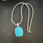 Blue Kingman Turquoise Pendant | Navajo Pearls | Sterling Silver Necklace 20" | 16697