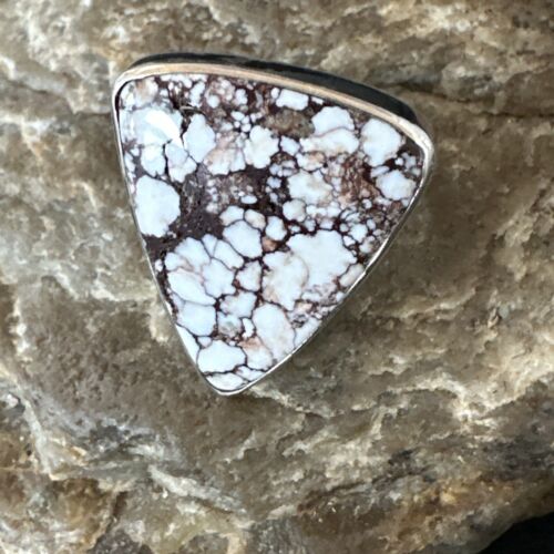 Men's Women's Wild Horse Turquoise Ring | Navajo Sterling Silver | Sz 8 | 17354