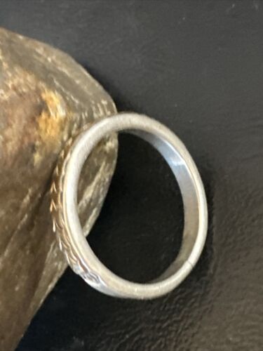 Navajo Stamped Men's Wedding Band | 14K Gold Sterling Silver Ring | Sz 12 | Authentic Native American Handmade | 15464