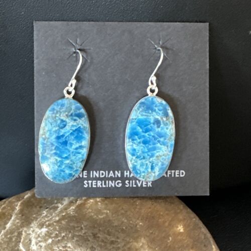 Blue Denim Lapis Dangle Earrings | Sterling Silver | 1" | 15791