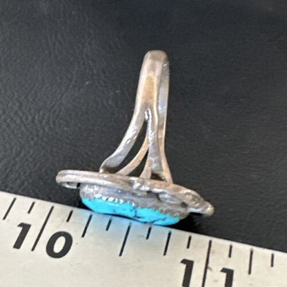 Navajo Blue Kingman Turquoise Ring | Sterling Silver | Sz 9 | Authentic Native American Handmade | 15893
