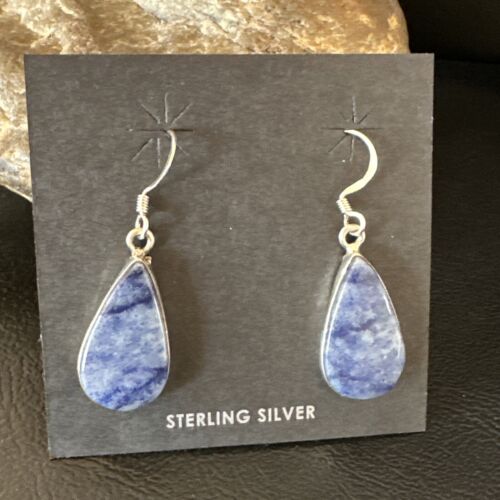 Blue Denim Lapis Dangle Earrings | Sterling Silver | 1" | 15807