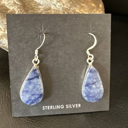Blue Denim Lapis Dangle Earrings | Sterling Silver | 1" | 15807