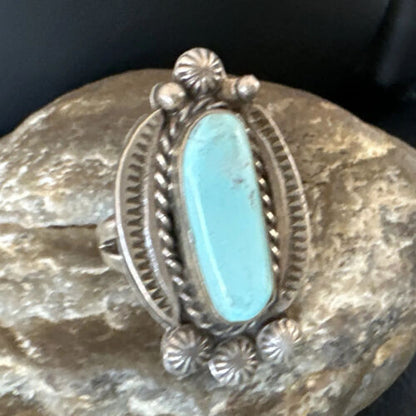 Men's Women's Dry Creek Turquoise Ring | Navajo Sterling Silver | Sz 9 | 15896