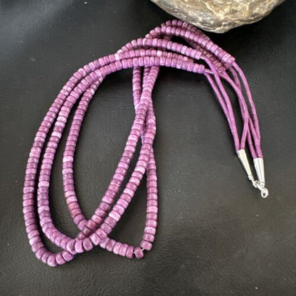 Sugilite Heishi Bead Necklace | 3 Strand | Stabilized Sterling Silver | 20" | 16176