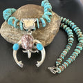 Navajo Sterling Silver Turquoise Wild Horse Naja Necklace Pendant | Authentic Native American Handmade | 16812
