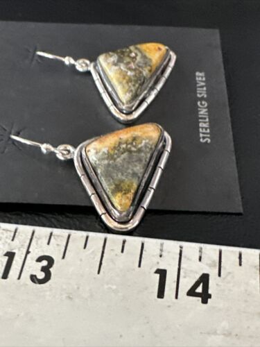 Navajo Bumblebee Jasper Earrings | Sterling Silver | Authentic Native American Handmade | 15836