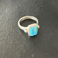 Navajo Blue Turquoise Pinkie Ring | Sterling Silver | Sz 4.5 | Authentic Native American Handmade | 15360