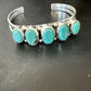 Women's Blue Turquoise 5-Stone Cuff Bracelet | Navajo Sterling Silver | Authentic Native American Jewelry | 16279