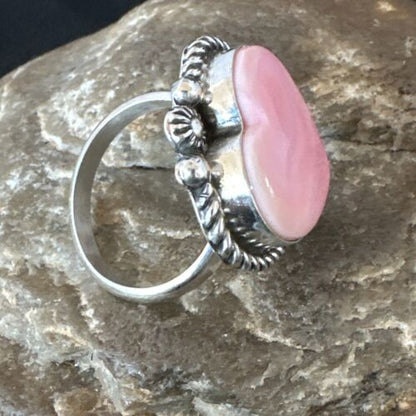 Navajo Pink Conch Heart Ring | Handmade | Sz 9.5 | 16040