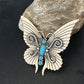 Navajo Butterfly Blue Turquoise Pin Pendant | Sterling Silver | Authentic Native American Handmade | 15232