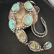 Navajo Turquoise Lariat Necklace | Sterling Silver | Native American Handmade | 15270