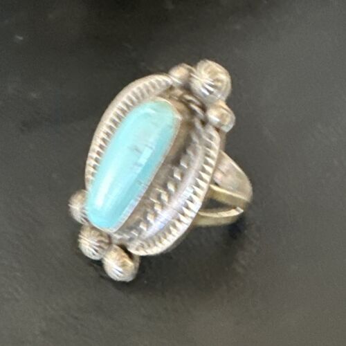 Men's Women's Dry Creek Turquoise Ring | Navajo Sterling Silver | Sz 9 | 15896