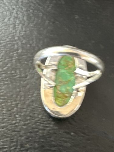 Navajo Green Mojave Turquoise Ring | Sterling Silver | Sz 7 | Authentic Native American Handmade | 15594