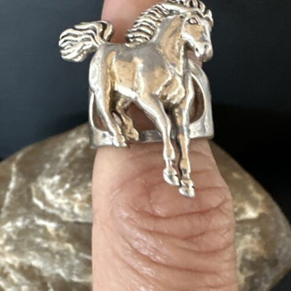 Navajo Pinky Horse Ring | Sterling Silver | Sz 4.5 | Authentic Native American Handmade | 15385
