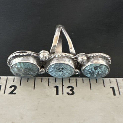 Navajo Blue Spiderweb Turquoise Multi-Stone Ring | Authentic Native American Sterling Silver | Sz 9 | 16705