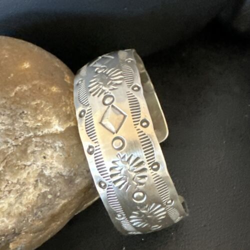 Navajo Stamped Cuff Bracelet | Sterling Silver | Authentic Native American Handmade | 17460