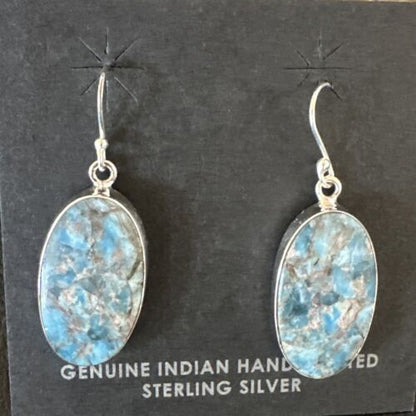 Blue Denim Lapis Dangle Earrings | Sterling Silver | 1" | 15794 - Masha USA