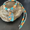 Navajo Spiny Turquoise Pendant Necklace | Sterling Silver | 21" | Authentic Native American Handmade | 17518