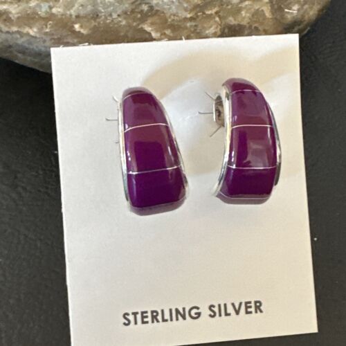 Southwestern Purple Sugilite Inlay Earrings | Sterling Silver | 1" | 16744
