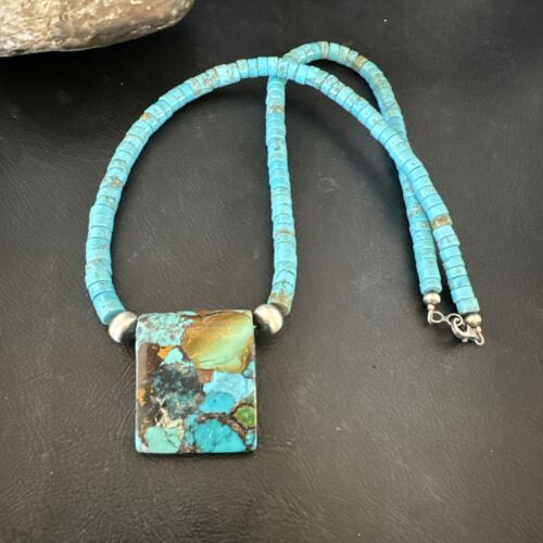 Navajo SpiderWeb Turquoise Heishi Pearls Necklace | Sterling Silver | 20" | Authentic Native American Handmade | 17096