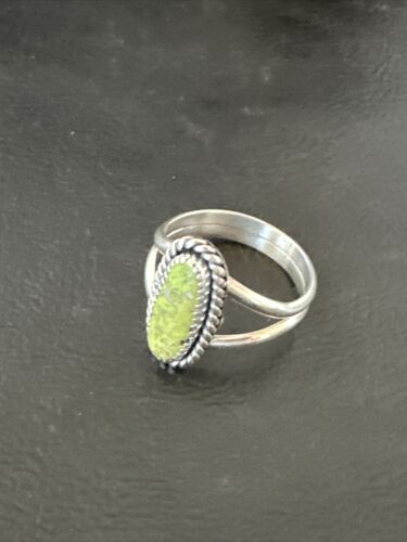 Navajo Green Gaspeite Ring | Sterling Silver | Sz 9.5 | Authentic Native American Handmade | 16397
