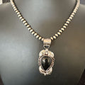 Native American Men's Pendant | Navajo Pearls | Sterling Silver Black Onyx Necklace | 16129