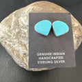 Navajo Blue Kingman Turquoise Post Stud Earrings | Sterling Silver | Authentic Native American Handmade | 17483
