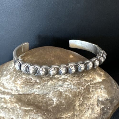 Navajo Stamped Cuff Bracelet | Old Pawn Sterling Silver | Authentic Native American Jewelry | 15163
