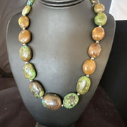 Navajo Green Turquoise Chunky Necklace | Sterling Silver | Graduated 20" | Authentic Native American | 15201