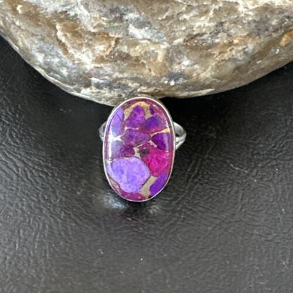 Southwestern Navajo Purple Mojave Turquoise Ring | Sterling Silver | Sz 8 | 16052 - Masha USA