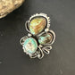 Navajo Green Turquoise Cluster Ring | Authentic Native American Sterling Silver | Multi-Stone | Sz 9 | 14841