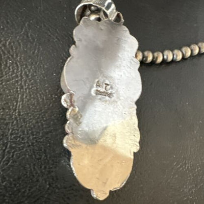 Navajo White Buffalo Coral Onyx Pearls Cluster Pendant | Sterling Silver | Native American Handmade | 15368