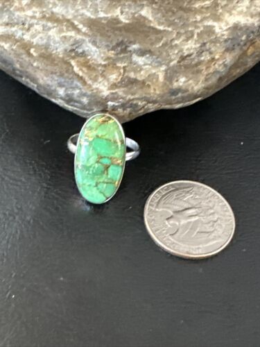 Navajo Green Mojave Turquoise Ring | Sterling Silver | Sz 8 | Authentic Native American Handmade | 15590