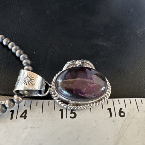 Navajo Pearls Purple Sugilite Pendant Necklace | Sterling Silver Beads | Authentic Native American Handmade | 15411