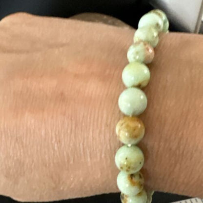 Women's Green Turquoise Stretch Bracelet | 8mm Stone | 7" | Authentic Native American Handmade | 15243