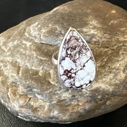 Navajo Wild Horse Turquoise Ring | Sterling Silver | Sz 7 Adjustable | Authentic Native American Handmade | 15547