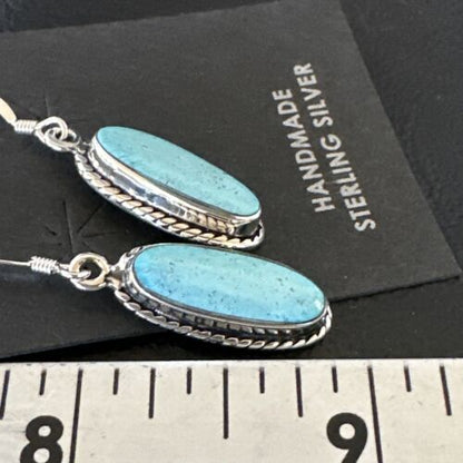 Women's Blue Dry Creek Turquoise Dangle Earrings | Navajo Sterling Silver | Authentic Native American Handmade | 16510