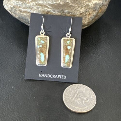 Navajo Blue Boulder Turquoise Dangle Earrings | Sterling Silver | Authentic Native American Handmade | 16506 - Masha USA