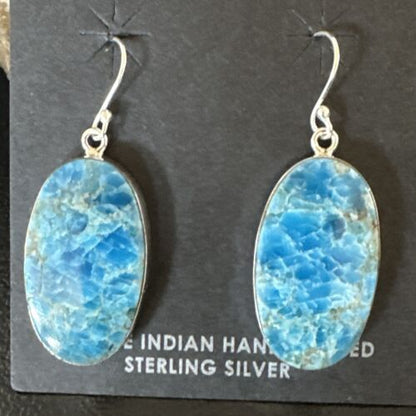 Blue Denim Lapis Dangle Earrings | Sterling Silver | 1" | 15791