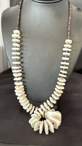 White Buffalo Turquoise Shell Heishi Sterling Silver Bead Necklace | Navajo Handmade | 27" | Authentic Native American | 17171