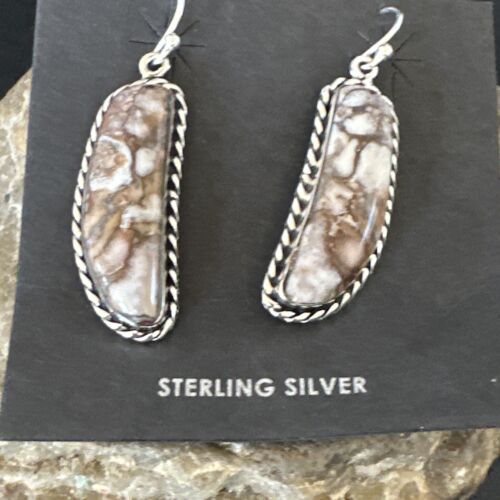 Navajo Wild Horse Turquoise Dangle Earrings | Sterling Silver | Authentic Native American Handmade | 16517