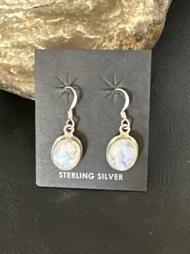 Navajo White Mother of Pearl Dangle Earrings | Sterling Silver | Authentic Native American Handmade | 15308