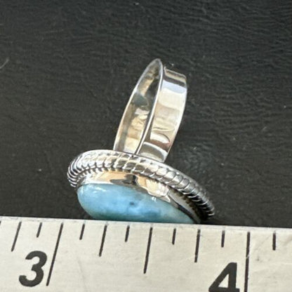 Navajo Blue Larimar Ring | Sterling Silver | Sz 7 | Authentic Native American Handmade | 17657