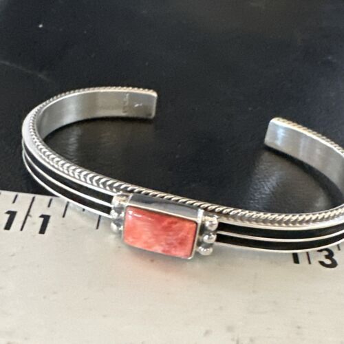 Navajo Purple Spiny Oyster Cuff Bracelet | Sterling Silver | Authentic Native American Handmade | 15160