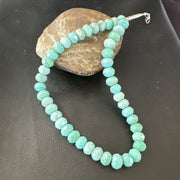 Navajo Sterling Silver Amazonite Bead Necklace | 12mm | 18" | Authentic Native American Handmade | 17302
