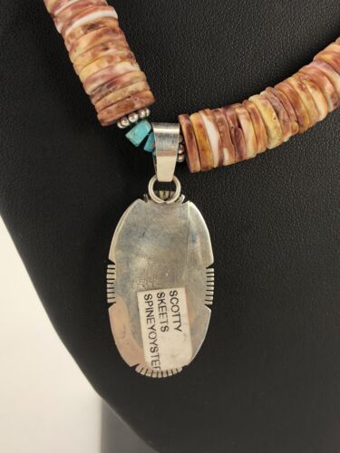 Navajo Purple Spiny Oyster Turquoise Necklace Pendant | Sterling Silver | Native American Handmade | 3066